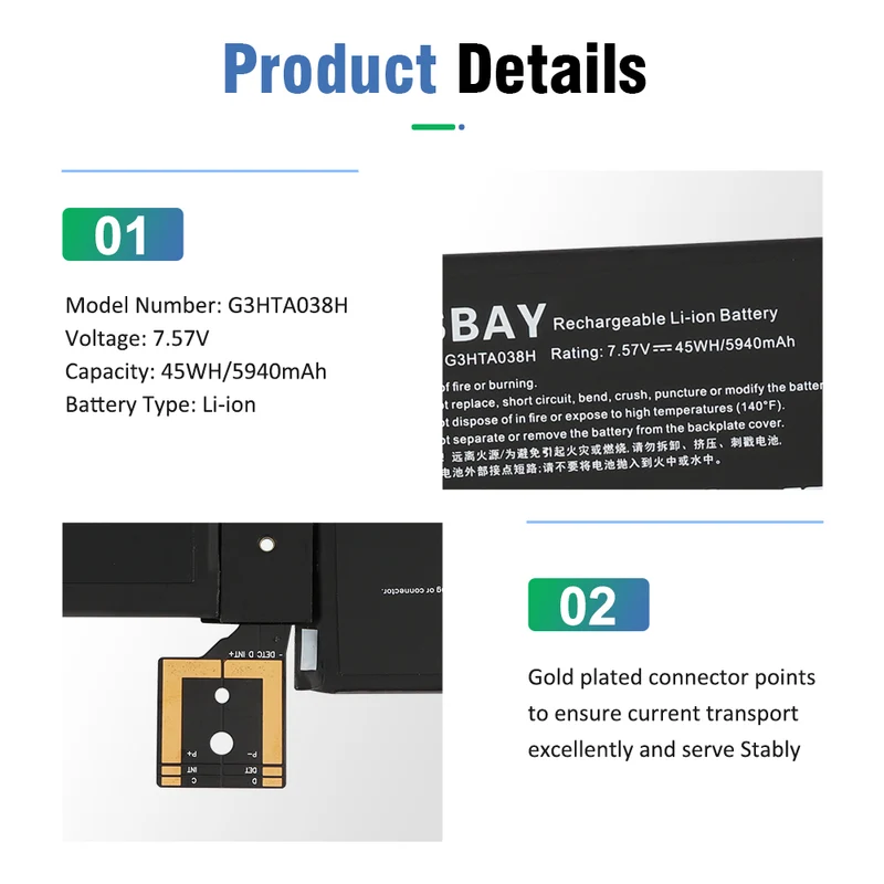 G3HTA038H DYNM02 Laptop Battery for Microsoft Surface Pro 5 1796 Series Tablet | CA Stock