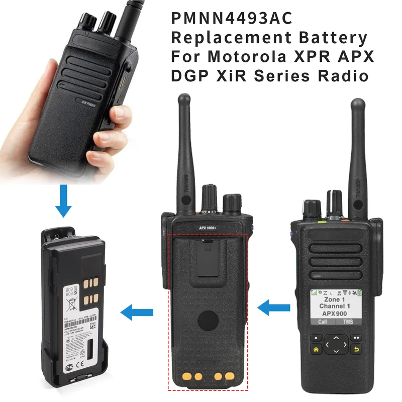PMNN4493A Replacement Battery For Motorola XPR APX DGP Series Radio
