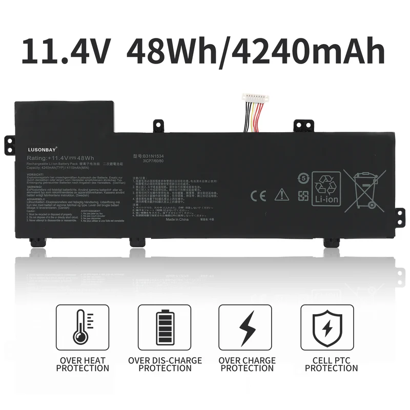 B31N1534 Laptop Battery for Asus Zenbook UX510 UX510UW UX510UX UX510UX-CN020T-BE Series | LUSONBAY