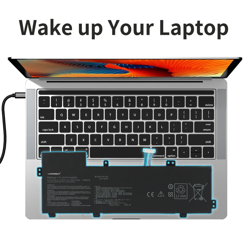 B31N1534 Laptop Battery for Asus Zenbook UX510 UX510UW UX510UX UX510UX-CN020T-BE Series | LUSONBAY