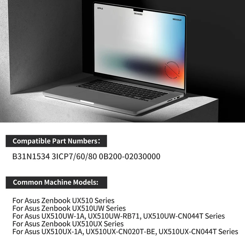 B31N1534 Laptop Battery for Asus Zenbook UX510 UX510UW UX510UX UX510UX-CN020T-BE Series | LUSONBAY