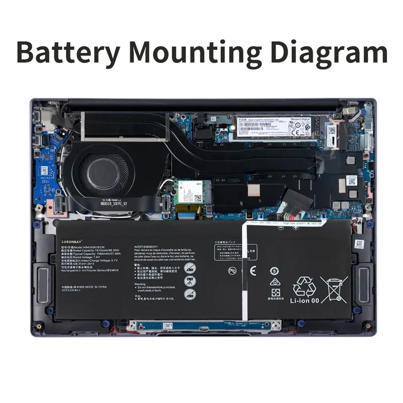 Huawei MateBook X Pro MACH-W19 MACH-W29 Battery HB4593R1ECW 57.4Wh