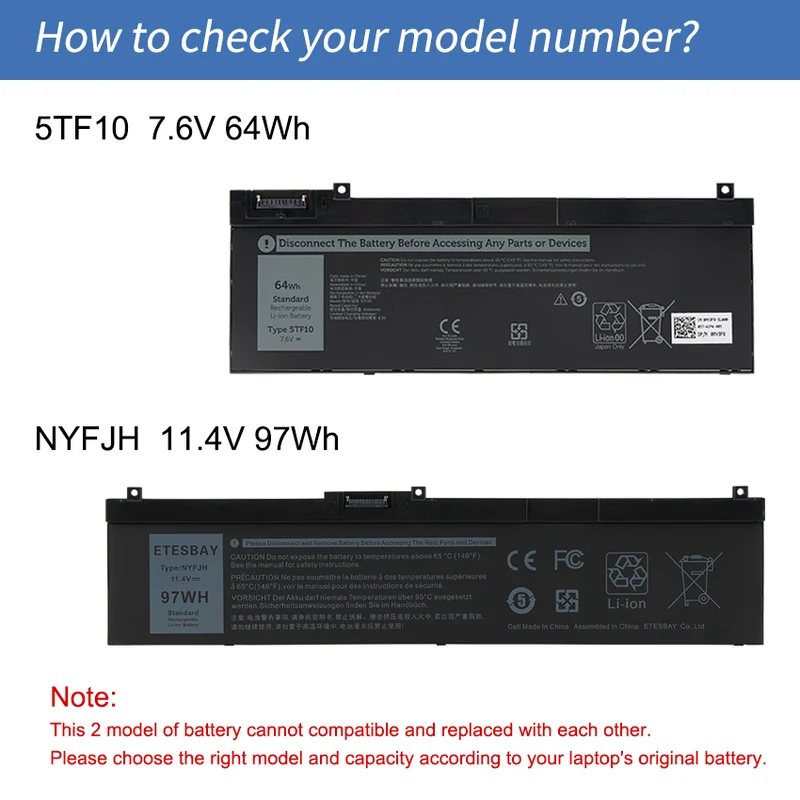 NYFJH 0WNRC Laptop Battery For Dell Precision 7530 7730 7730 P34E Series | CA Stock