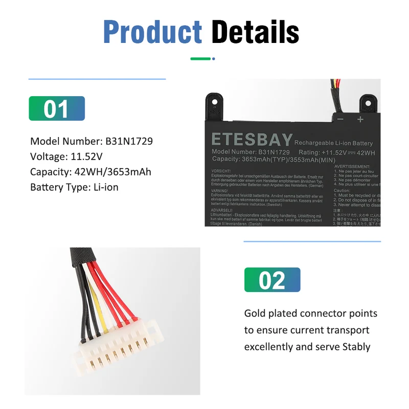 B31N1729 Battery For ASUS VivoBook S15 S530FA S530UF X530FN S5300F | ETESBAY