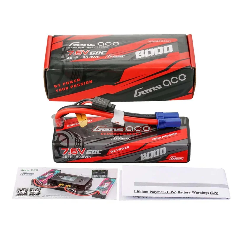 Gens Ace Accu lipo G-Tech 7.6v 8000mah 60C EC5 GEA802S60E5GT