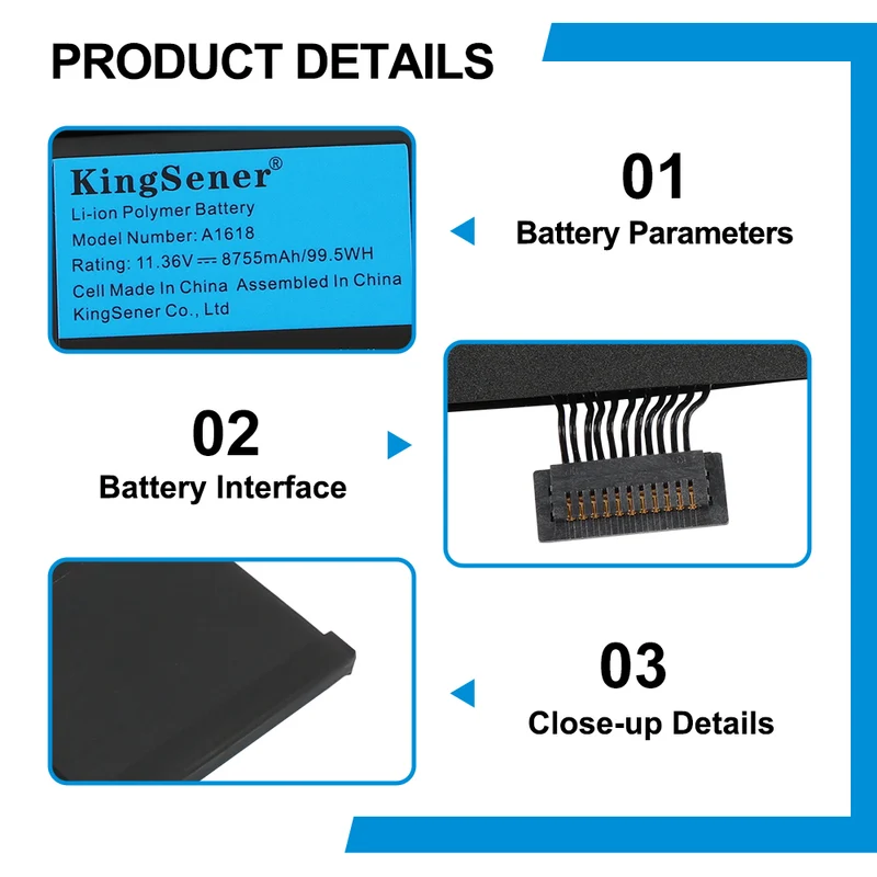 A1618 Battery for Apple MacBook Pro 15" Retina A1398 (Mid 2015) — 11.36V 99.5Wh 8755mAh