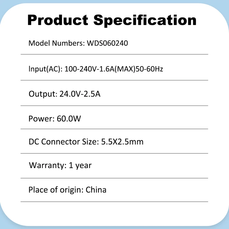 WDS060240 Power Adapter Replacement For GODEX G500 EZ-1100 Printer