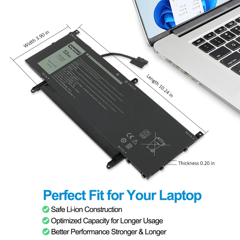 N7HT0 TVKGH Laptop Battery For Dell Latitude 9510 9520 2-in-1 Series
