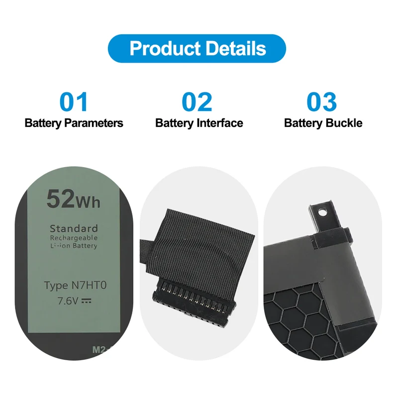 N7HT0 TVKGH Laptop Battery For Dell Latitude 9510 9520 2-in-1 Series