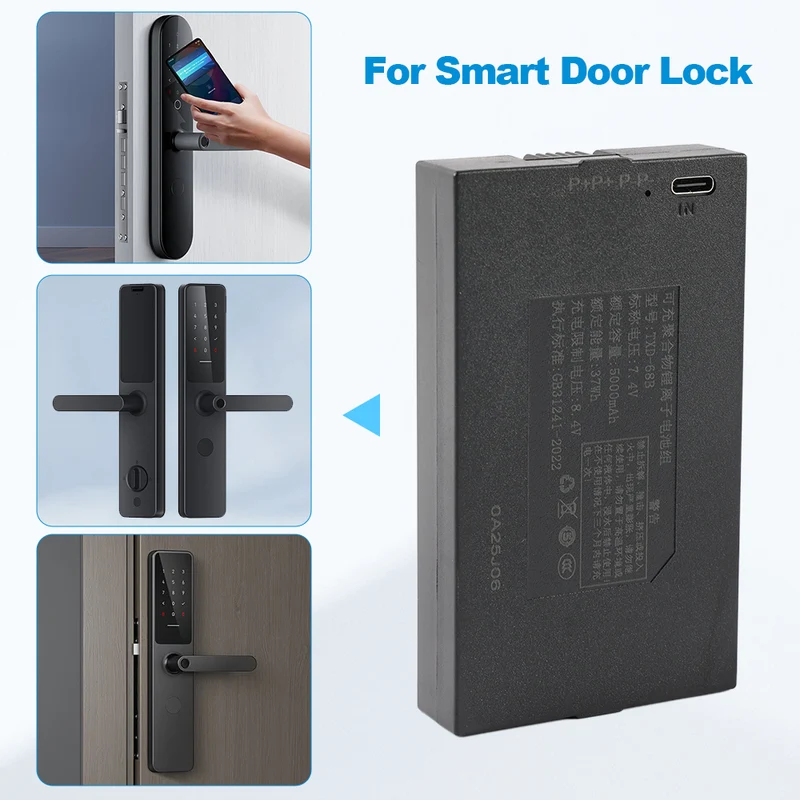 TXD-68B TZ68-B 5000mAh Replacement Battery For Smart Door Lock P+P+P-P-