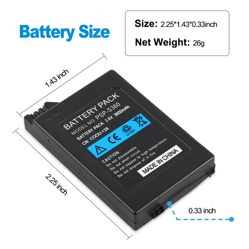 PSP-S360 Replacement Battery For Sony PSP2000 PSP3000 3001