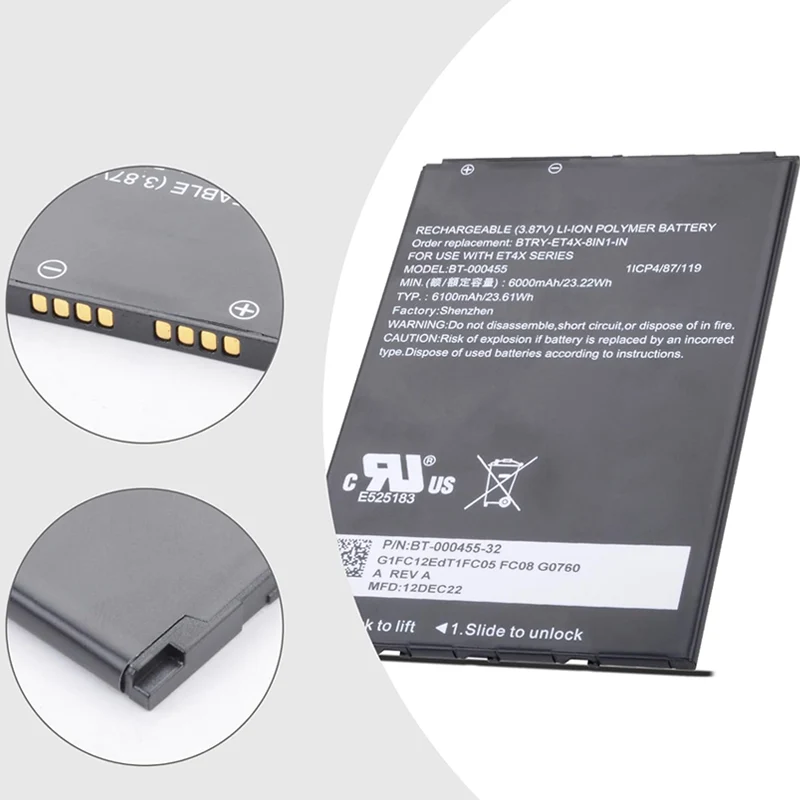 BT-000455 Replacement Battery For Zebra ET4X 1ICP4 Series Tablet 8" INCH