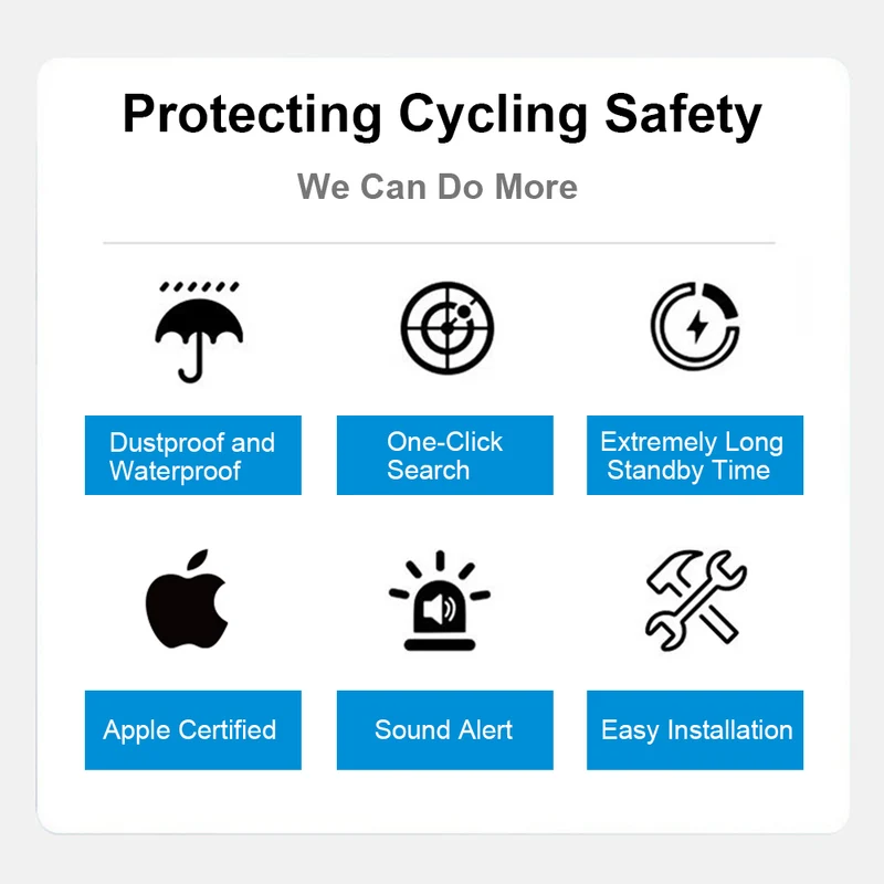 T02 Apple FindMy Bicycle Tail Light GPS Tracker - MFi Certified AirTag Alternative for Bike Security