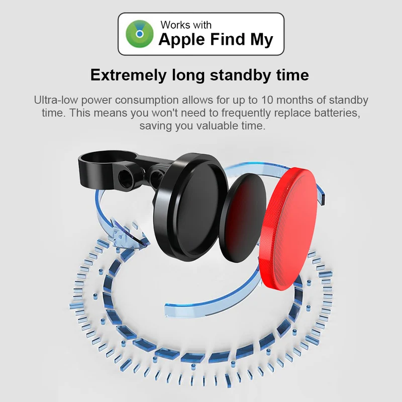 T02 Apple FindMy Bicycle Tail Light GPS Tracker - MFi Certified AirTag Alternative for Bike Security