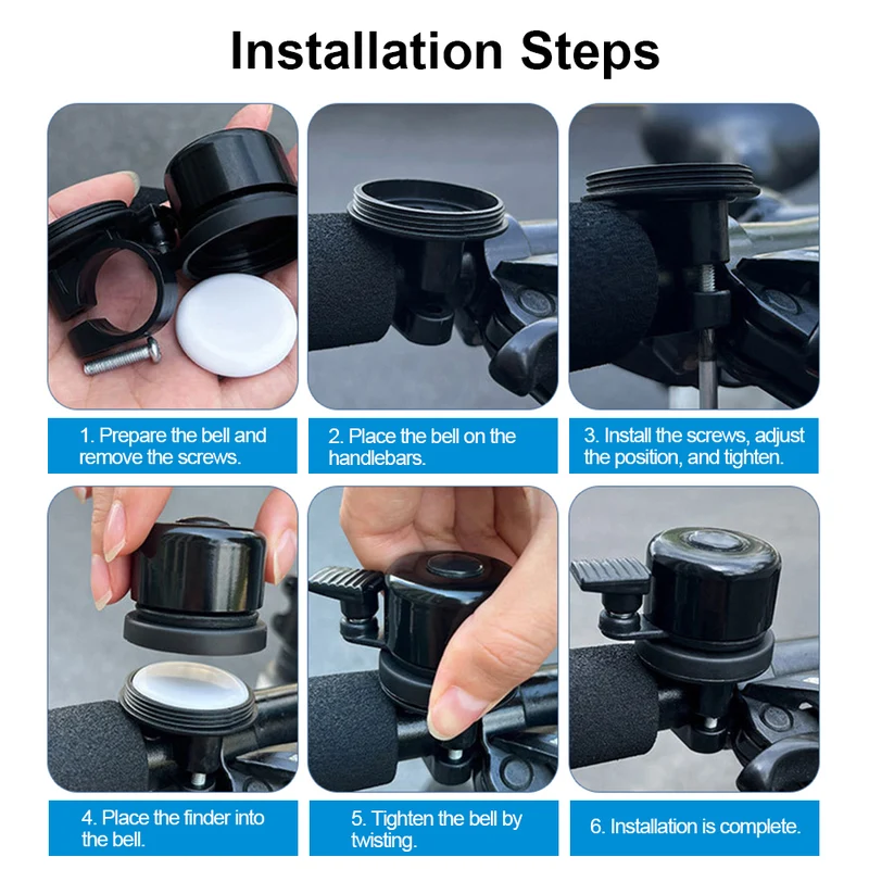 T01 Apple FindMy Bicycle Bell GPS Tracker - MFi Certified AirTag Alternative for Bike Security