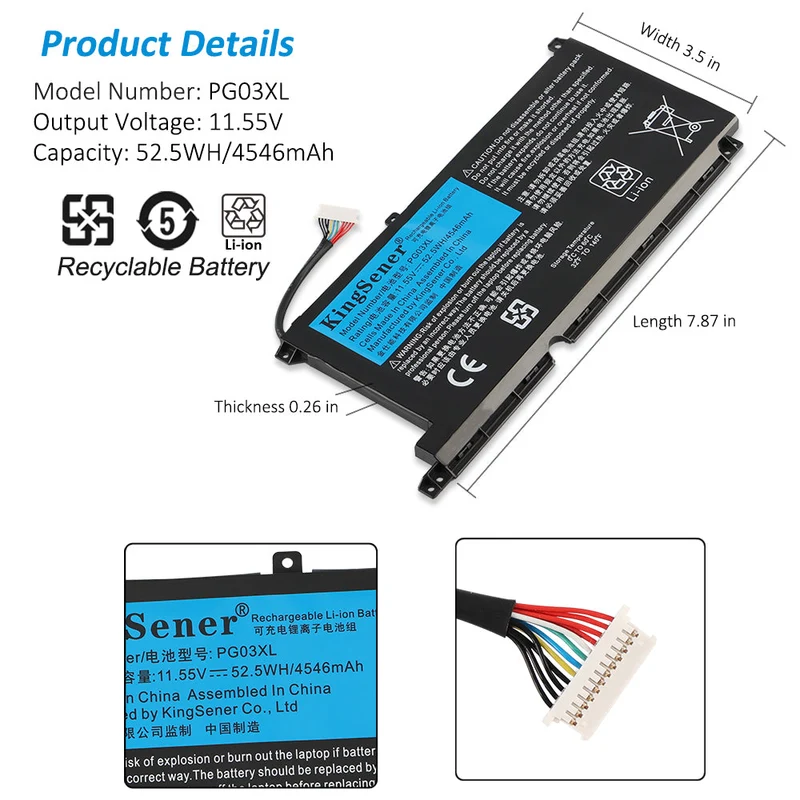 PG03XL Lshape Replacement Battery For HP 15-ec 15-ec0000 OMEN 5X FPC52 HSTNN-OB1I | PL Stock