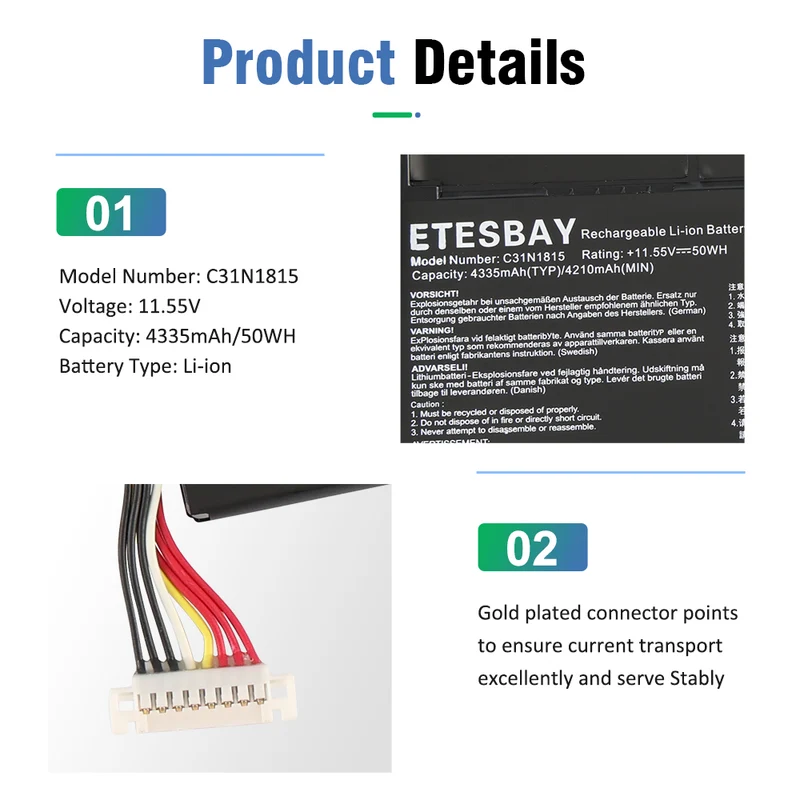 C31N1815 Laptop Battery For ASUS Zenbook 13 UX333 UX333F UX333FA UX333FN | CA Stock