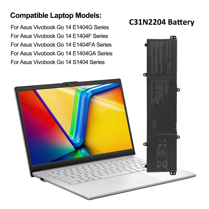 C31N2204 Laptop battery For Asus Vivobook Go 14 E1404FA E1404GA S1404
