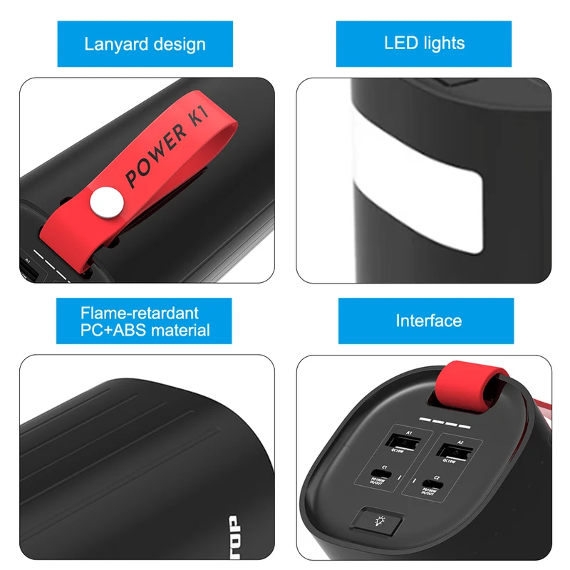 60000mAh Outdoor Power Bank For DJI Mini 4 Pro Dual 100w Fast Charging Station with LED Light