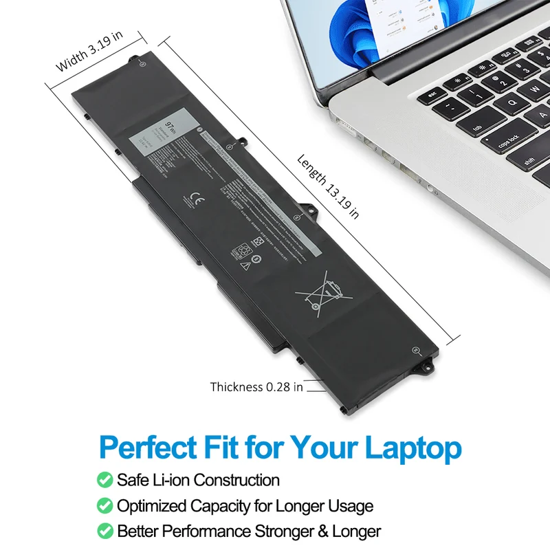 9JRV0 Laptop Battery For Dell Precision 3561 3571 3581 Series