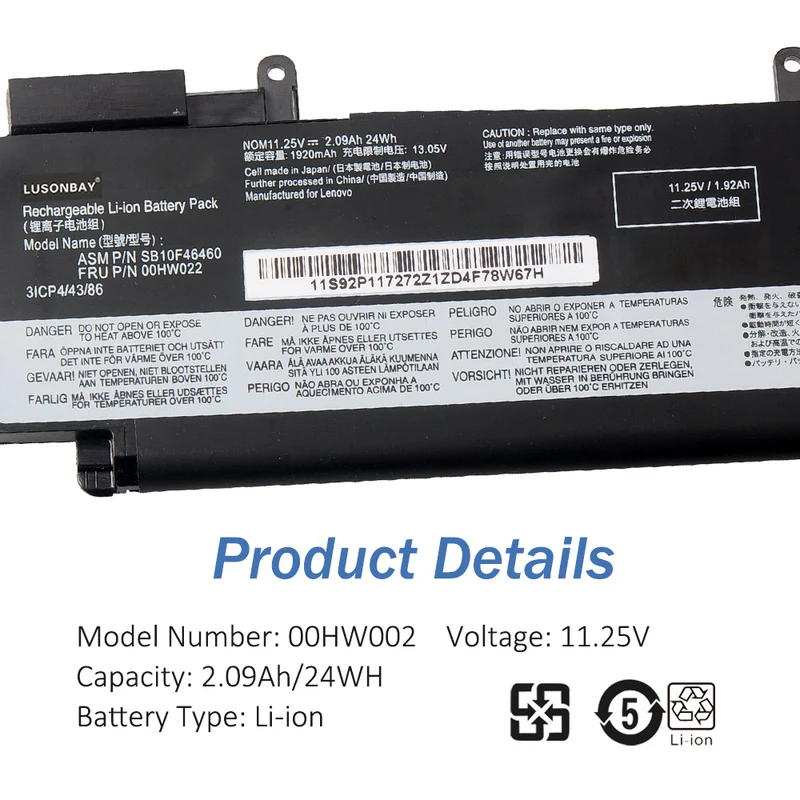 T460s Laptop Battery For Lenovo T470S 00HW024 00HW025 00HW022 | LUSONBAY