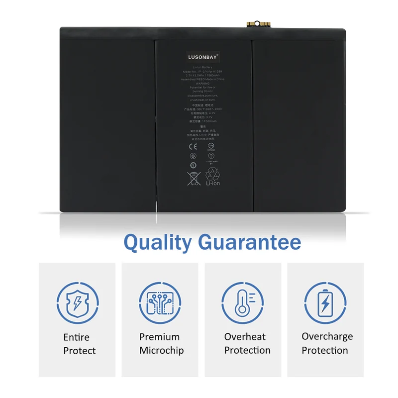 A1459 A1458 11560mAh Tablet Battery For iPad3 A1433 A1459 LUSONBAY UK Stock
