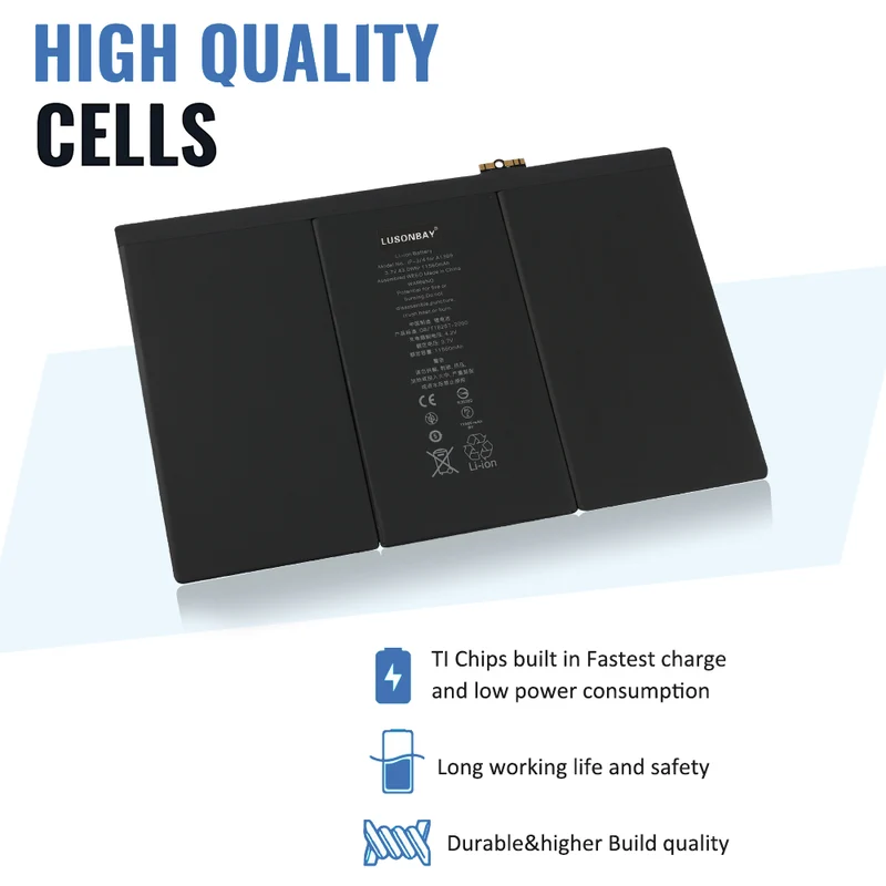 A1459 A1458 11560mAh Tablet Battery For iPad3 A1433 A1459 LUSONBAY UK Stock