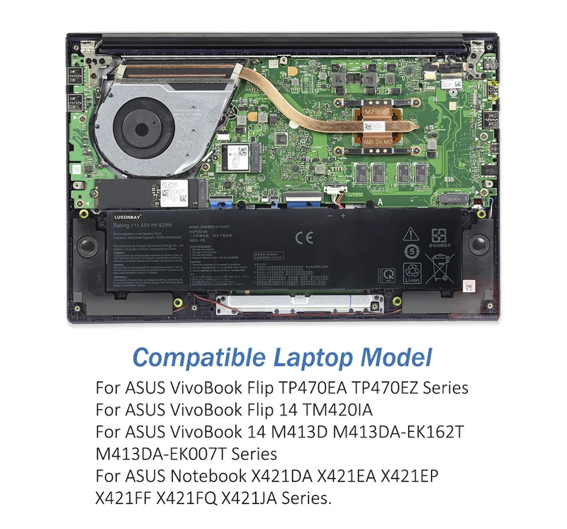 B31N1911 42WH Laptop Battery For ASUS VivoBook Flip 14 TM420IA TP470EA M413DA LUSONBAY UK SHIP