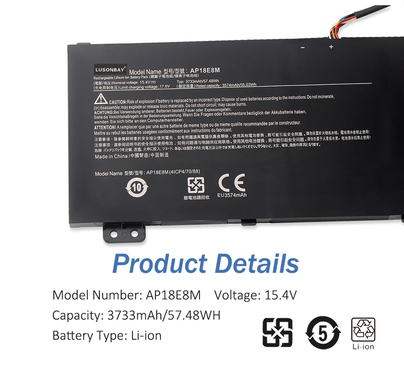 AP18E8M AP18E7M Laptop Battery For Acer Nitro 5 AN515-54 AN515-55 Series LUSONBAY UK SHIP