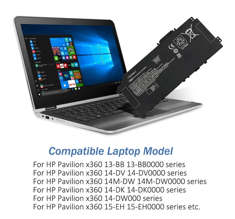 PV03XL PP03XL Laptop Battery For HP Pavilion x360 13-BB 14-DV 14-DW 14M-DW 14-DK LUSONBAY UK SHIP