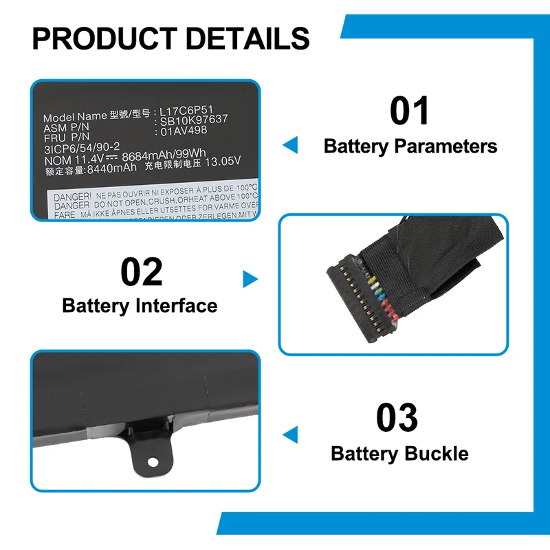 L17C6P51 01AV498 Laptop Battery For Lenovo ThinkPad P72 P73 Series Notebook | EU Stock