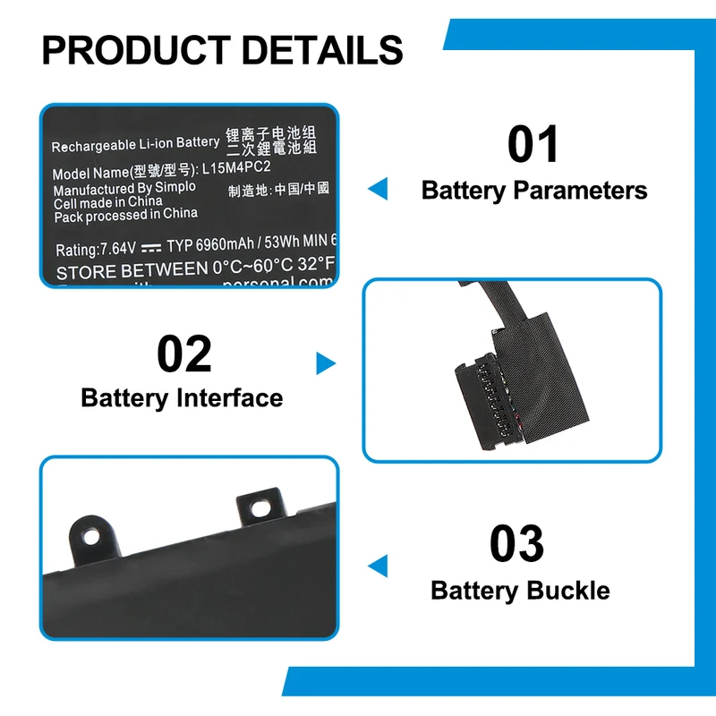 Lenovo Yoga 710 Battery Replacement L15M4PC2 7.64V 53Wh EU Stock