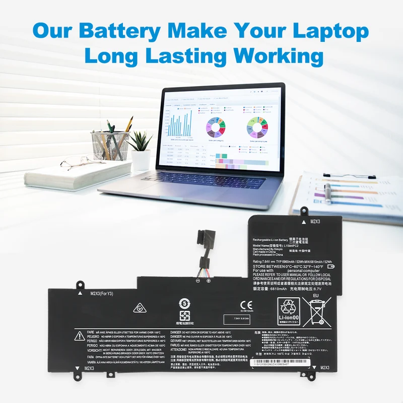 Lenovo Yoga 710 Battery Replacement L15M4PC2 7.64V 53Wh EU Stock