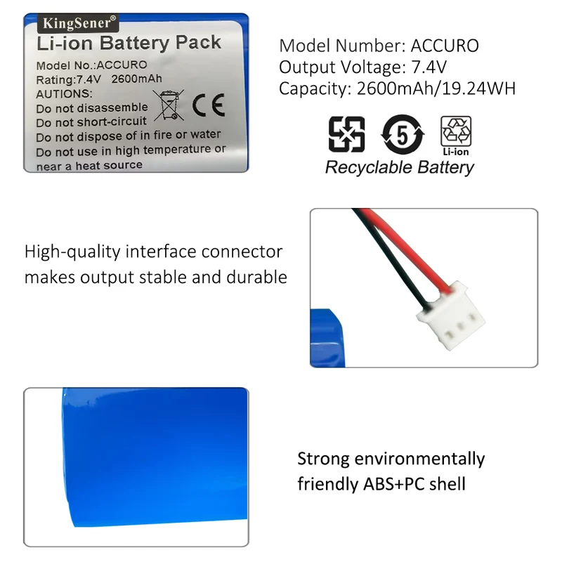 Battery Pack ACCURO 22F-021PTC 7.4V 2600mAh Pulse oximeter battery