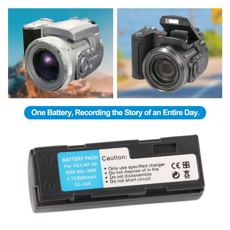 NP-80 Replacement Camera Battery For Fuji FinePix 6900 Zoom MX-1700 MX-1700Z NP80