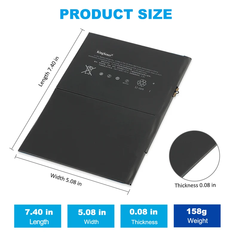 Replacement Battery A1484 For iPad 8th/9th Gen A2270 A2428 A2602 A2603 A2604 8827mAh