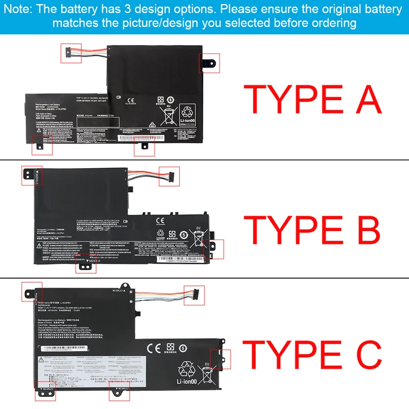 L15C3PB1 L14M3P21 L14L3P21 Battery for Lenovo IdeaPad 320S Flex 3 4 Yoga 510 — 11.4V