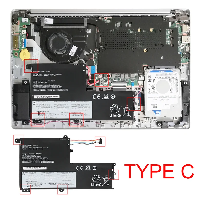 L15C3PB1 L14M3P21 L14L3P21 Battery for Lenovo IdeaPad 320S Flex 3 4 Yoga 510 — 11.4V
