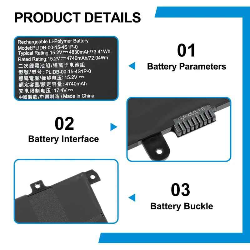 PLIDB-00-15-4S1P Laptop battery For Schenker Vision 15 ntel NUC M15