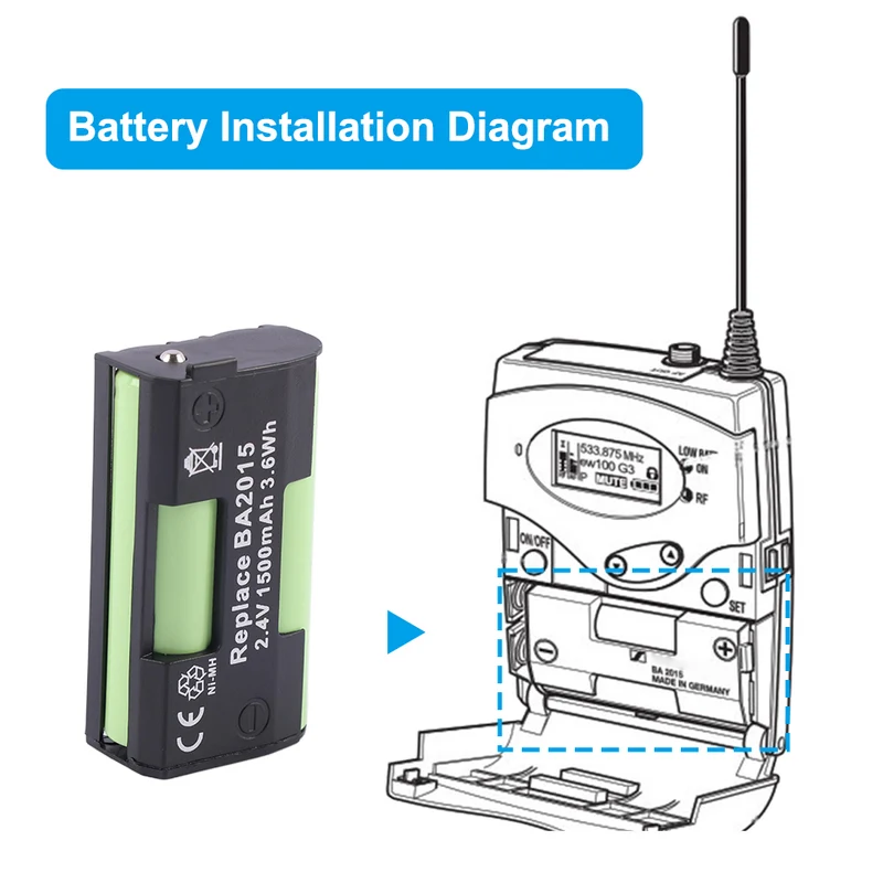 BA2015 Replacement Headphone Battery For Sennheiser G2