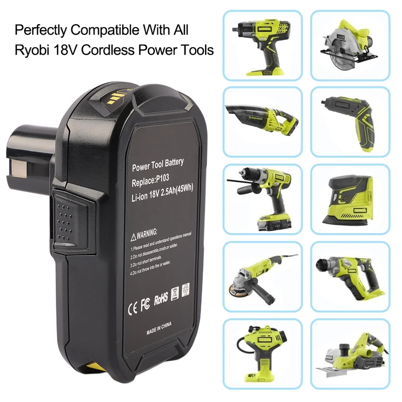 Replacement Power Tool Battery For RYOBI 18V /P103 /P108/