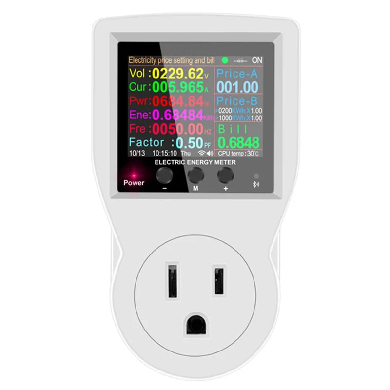 WiFi Smart Plug Power Meter – Remote Digital Voltage, Current, Wattage Monitor & Energy Analyzer