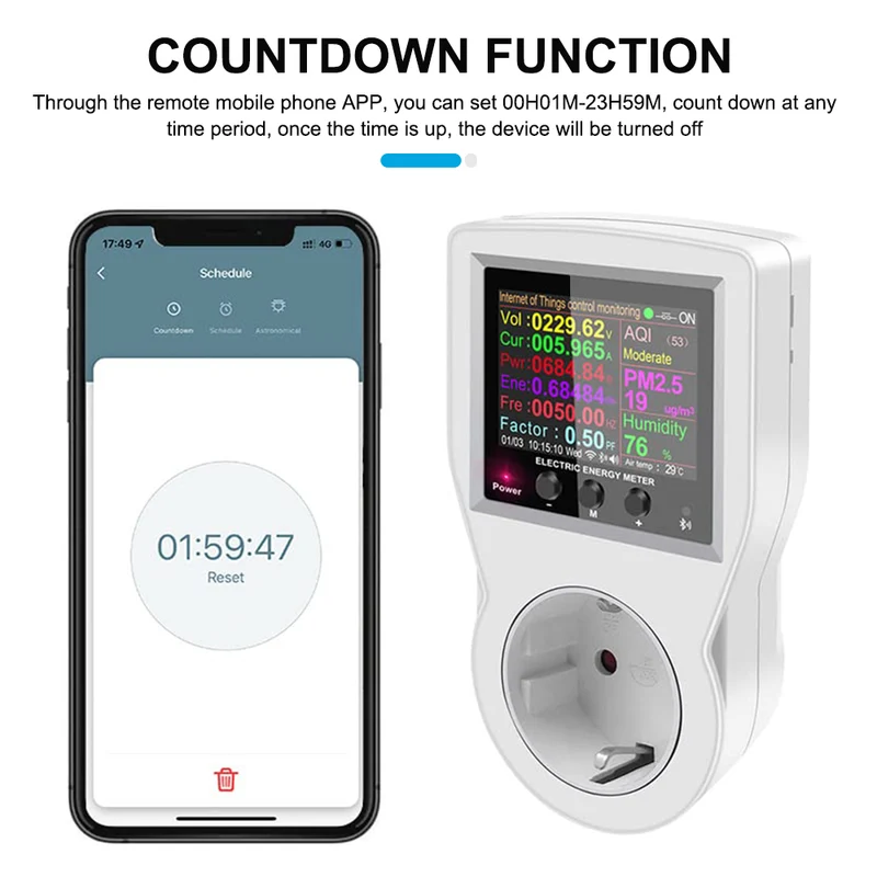 WiFi Smart Plug Power Meter – Remote Digital Voltage, Current, Wattage Monitor & Energy Analyzer