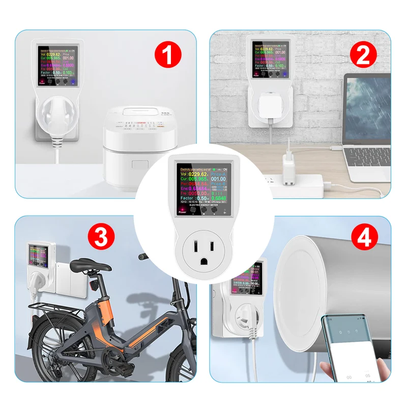 WiFi Smart Plug Power Meter – Remote Digital Voltage, Current, Wattage Monitor & Energy Analyzer
