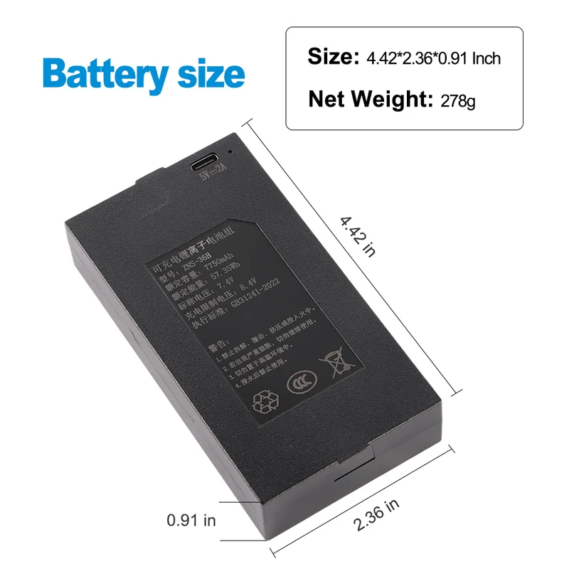 ZNS-36B 7500mAh Replacement Battery For Smart Door Lock C+C- 0 P-P+