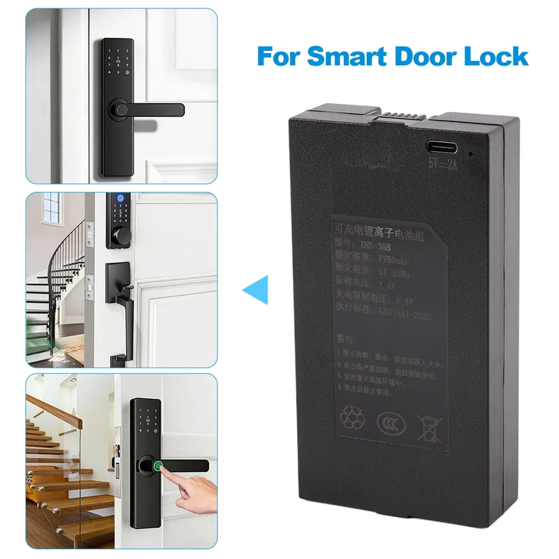ZNS-36B 7500mAh Replacement Battery For Smart Door Lock C+C- 0 P-P+