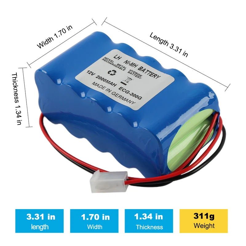 Replacement Battery For Biocare ECG-300G ECG-101A ECG-101G ECG Battery