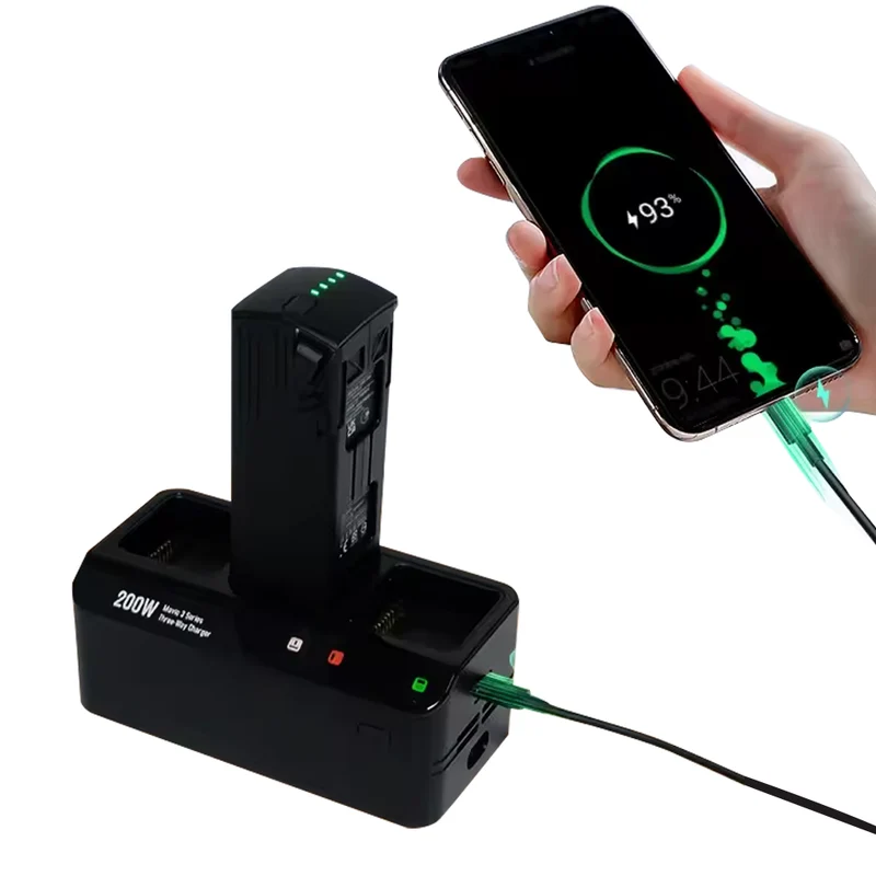 LKTOP 200W 3-Channel Fast Charger Hub for DJI Mavic 3 Series - PD100W Type-C Charger with 20000mAh Power Bank Function