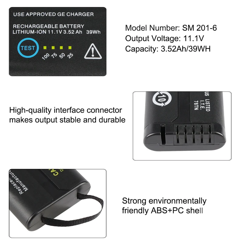 SM201-6 Ventilator Battery Parts For GE DASH 3000 4000 5000 SM 201-6 FTB-100 FTB-300 | US Stock