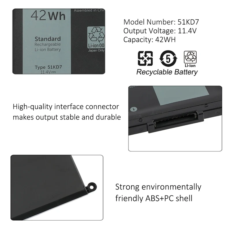 51KD7 Replacement Battery For Dell Chromebook 11 3100 3180 3189 5190